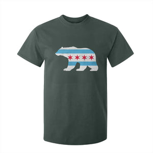 Vintage Chicago Flag Illinois State Bear Lover T Shirt For Kid TS11 Dark Forest Green Print Your Wear