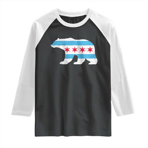Vintage Chicago Flag Illinois State Bear Lover Raglan Shirt TS11 Black White Print Your Wear