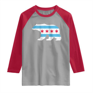 Vintage Chicago Flag Illinois State Bear Lover Raglan Shirt TS11 Sport Gray Red Print Your Wear