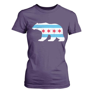 Vintage Chicago Flag Illinois State Bear Lover T Shirt For Women TS11 Purple Print Your Wear