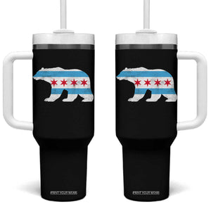 Vintage Chicago Flag Illinois State Bear Lover Tumbler With Handle TS11 One Size: 40 oz Black Print Your Wear