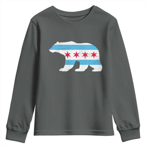 Vintage Chicago Flag Illinois State Bear Lover Youth Sweatshirt TS11 Dark Heather Print Your Wear