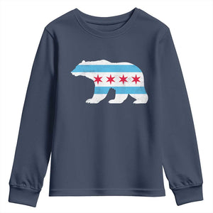 Vintage Chicago Flag Illinois State Bear Lover Youth Sweatshirt TS11 Navy Print Your Wear