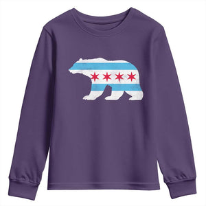 Vintage Chicago Flag Illinois State Bear Lover Youth Sweatshirt TS11 Purple Print Your Wear