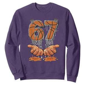 Basketball 67 Six Seven Funny Gen Alpha Meme Drip Sweatshirt TS11 Purple Print Your Wear