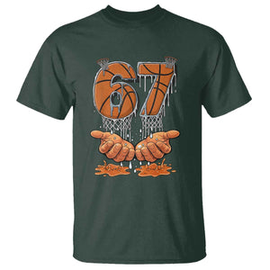 Basketball 67 Six Seven Funny Gen Alpha Meme Drip T Shirt TS11 Dark Forest Green Print Your Wear