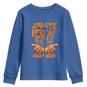 Basketball 67 Six Seven Funny Gen Alpha Meme Drip Youth Sweatshirt TS11 Royal Blue Print Your Wear