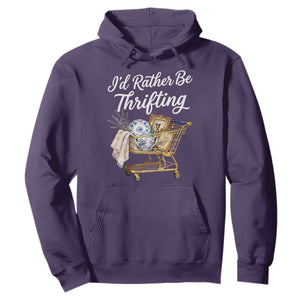 I Would Rather Be Thrifting Hoodie Funny Shopping Quote Vintage Hunter TS11 Purple Print Your Wear