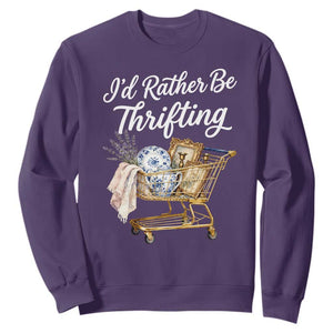 I Would Rather Be Thrifting Sweatshirt Funny Shopping Quote Vintage Hunter TS11 Purple Print Your Wear