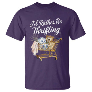 I Would Rather Be Thrifting T Shirt Funny Shopping Quote Vintage Hunter TS11 Purple Print Your Wear
