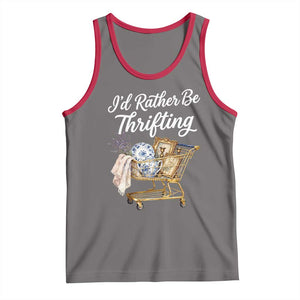 I Would Rather Be Thrifting Tank Top Funny Shopping Quote Vintage Hunter TS11 Deep Heather Red Print Your Wear