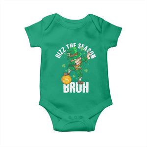 Funny St Patrick's Day Rizz The Season Bruh Baby Onesie Leprechaun Shamrock TS11 Irish Green Print Your Wear