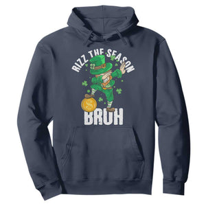 Funny St Patrick's Day Rizz The Season Bruh Hoodie Leprechaun Shamrock TS11 Navy Print Your Wear
