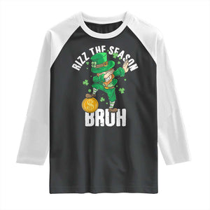 Funny St Patrick's Day Rizz The Season Bruh Raglan Shirt Leprechaun Shamrock TS11 Black White Print Your Wear