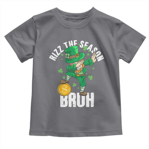 Funny St Patrick's Day Rizz The Season Bruh Toddler T Shirt Leprechaun Shamrock TS11 Charcoal Print Your Wear