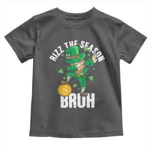 Funny St Patrick's Day Rizz The Season Bruh Toddler T Shirt Leprechaun Shamrock TS11 Dark Heather Print Your Wear