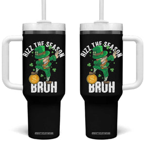 Funny St Patrick's Day Rizz The Season Bruh Tumbler With Handle Leprechaun Shamrock TS11 One Size: 40 oz Black Print Your Wear