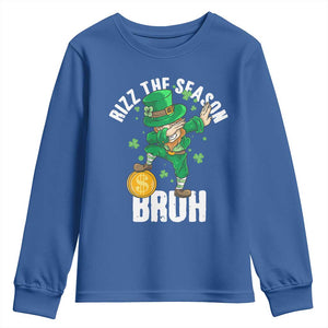 Funny St Patrick's Day Rizz The Season Bruh Youth Sweatshirt Leprechaun Shamrock TS11 Royal Blue Print Your Wear