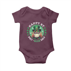 Happy St Pat Rizz Day Baby Onesie Leprechaun St Patrick's Day Shamrock TS11 Maroon Print Your Wear