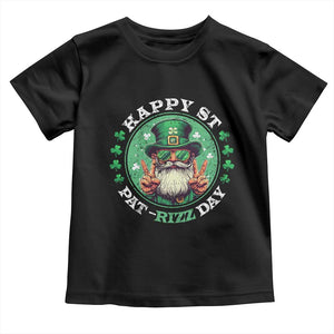 Happy St Pat Rizz Day Toddler T Shirt Leprechaun St Patrick's Day Shamrock TS11 Black Print Your Wear