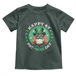 Happy St Pat Rizz Day Toddler T Shirt Leprechaun St Patrick's Day Shamrock TS11 Dark Forest Green Print Your Wear