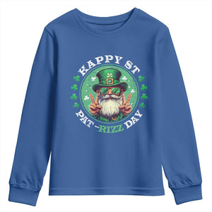 Happy St Pat Rizz Day Youth Sweatshirt Leprechaun St Patrick's Day Shamrock TS11 Royal Blue Print Your Wear