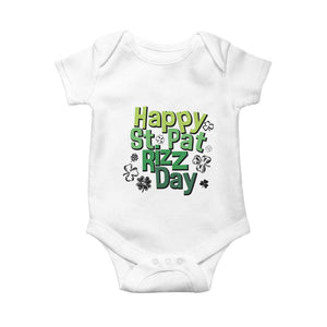 Funny Skibidi St Patrick's Day Baby Onesie Happy St Pat Rizz Day Shamrock TS11 White Print Your Wear