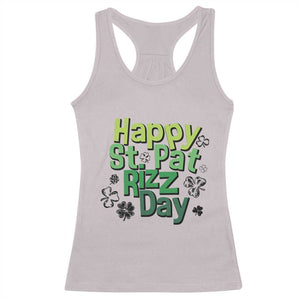 Funny Skibidi St Patrick's Day Racerback Tank Top Happy St Pat Rizz Day Shamrock TS11 Ice Gray Print Your Wear