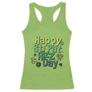 Funny Skibidi St Patrick's Day Racerback Tank Top Happy St Pat Rizz Day Shamrock TS11 Lime Print Your Wear