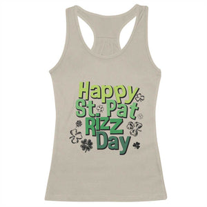 Funny Skibidi St Patrick's Day Racerback Tank Top Happy St Pat Rizz Day Shamrock TS11 Sand Print Your Wear