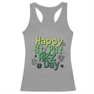 Funny Skibidi St Patrick's Day Racerback Tank Top Happy St Pat Rizz Day Shamrock TS11 Sport Gray Print Your Wear