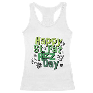 Funny Skibidi St Patrick's Day Racerback Tank Top Happy St Pat Rizz Day Shamrock TS11 White Print Your Wear