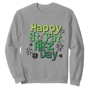 Funny Skibidi St Patrick's Day Sweatshirt Happy St Pat Rizz Day Shamrock TS11 Sport Gray Print Your Wear