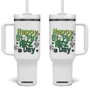 Funny Skibidi St Patrick's Day Tumbler With Handle Happy St Pat Rizz Day Shamrock TS11 One Size: 40 oz White Print Your Wear