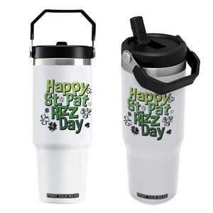 Funny Skibidi St Patrick's Day Flip Straw Tumbler Happy St Pat Rizz Day Shamrock TS11 One Size: 30 oz White Print Your Wear