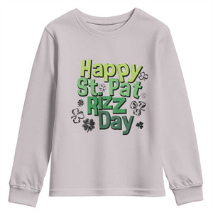 Funny Skibidi St Patrick's Day Youth Sweatshirt Happy St Pat Rizz Day Shamrock TS11 Ice Gray Print Your Wear