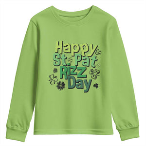 Funny Skibidi St Patrick's Day Youth Sweatshirt Happy St Pat Rizz Day Shamrock TS11 Lime Print Your Wear