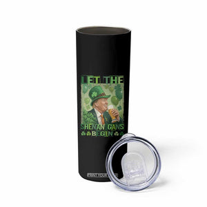 Funny St Patrick's Day Trump Skinny Tumbler Let The Shenanigans Begin Leprechaun Trump TS11 Print Your Wear