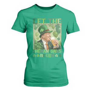 Funny St Patrick's Day Trump T Shirt For Women Let The Shenanigans Begin Leprechaun Trump TS11 Irish Green Print Your Wear