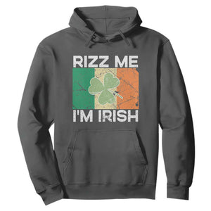Funny St Patrick's Day Rizz Me I'm Irish Hoodie Shamrock Ireland Flag TS11 Dark Heather Print Your Wear