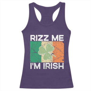 Funny St Patrick's Day Rizz Me I'm Irish Racerback Tank Top Shamrock Ireland Flag TS11 Purple Print Your Wear