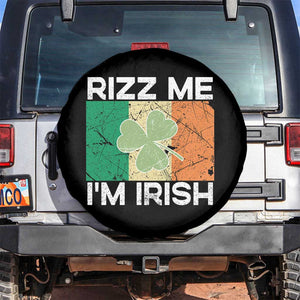 Funny St Patrick's Day Rizz Me I'm Irish Spare Tire Cover Shamrock Ireland Flag TS11 No hole Black Print Your Wear