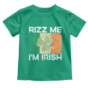 Funny St Patrick's Day Rizz Me I'm Irish Toddler T Shirt Shamrock Ireland Flag TS11 Irish Green Print Your Wear