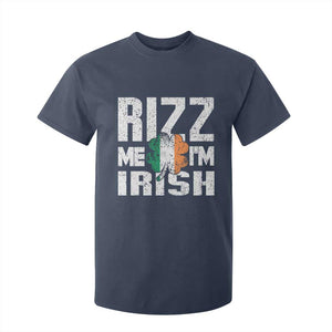 Funny Rizz Me I'm Irish T Shirt For Kid St Patrick's Day Vintage Ireland Flag TS11 Navy Print Your Wear
