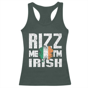 Funny Rizz Me I'm Irish Racerback Tank Top St Patrick's Day Vintage Ireland Flag TS11 Dark Forest Green Print Your Wear