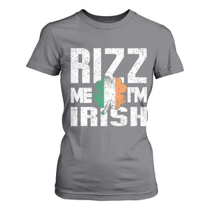 Funny Rizz Me I'm Irish T Shirt For Women St Patrick's Day Vintage Ireland Flag TS11 Charcoal Print Your Wear