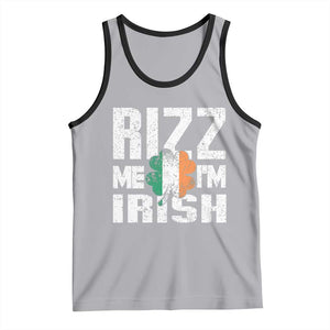 Funny Rizz Me I'm Irish Tank Top St Patrick's Day Vintage Ireland Flag TS11 Athletic Heather Black Print Your Wear