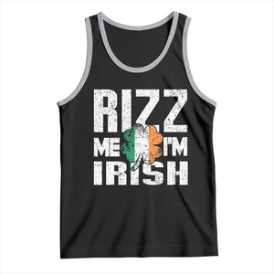 Funny Rizz Me I'm Irish Tank Top St Patrick's Day Vintage Ireland Flag TS11 Black Athletic Heather Print Your Wear