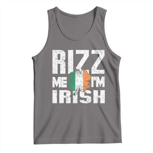 Funny Rizz Me I'm Irish Tank Top St Patrick's Day Vintage Ireland Flag TS11 Deep Heather Print Your Wear