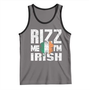 Funny Rizz Me I'm Irish Tank Top St Patrick's Day Vintage Ireland Flag TS11 Deep Heather Black Print Your Wear